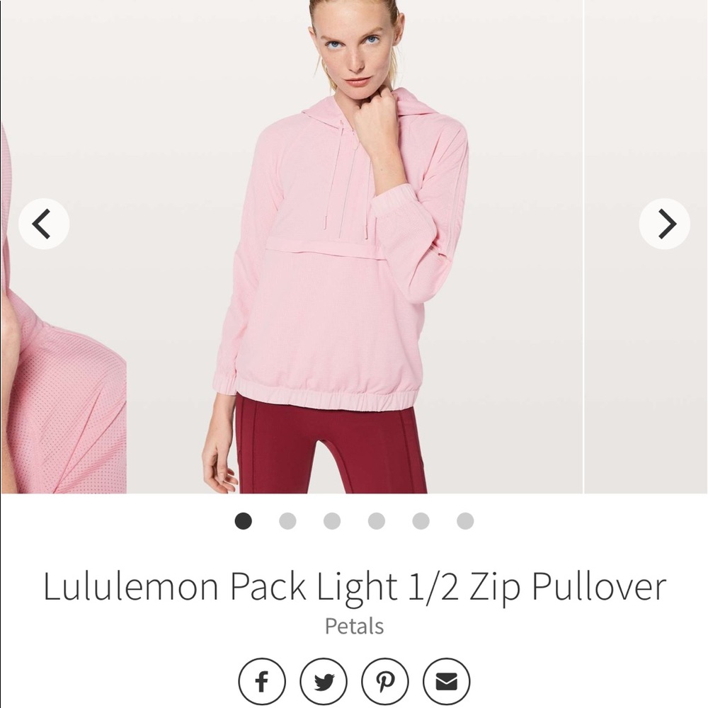 Lululemon pack it up 1/2 zip sz 10 petals